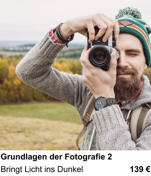 Fotokurs in München mit dem Thema Kamera-Fortsetzungskurs