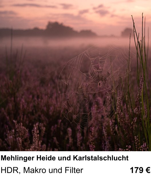 Kameratechnischer Foto-Workshop für Aufnahmen zu Mehlinger Heide und Karlstalschlucht: HDR, Makro und Filter
