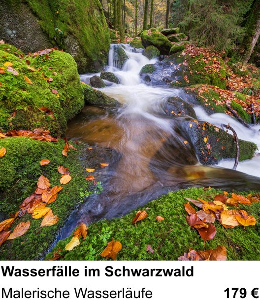Kameratechnischer Foto-Workshop für Aufnahmen zu Wasserfälle im Schwarzwald: Malerische Wasserläufe