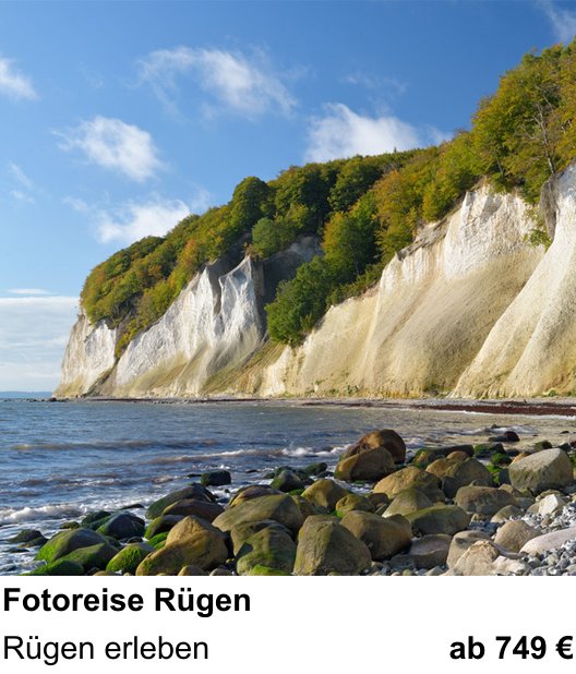 Kameratechnischer Foto-Workshop für Aufnahmen zu Fotoreise Rügen: Rügen erleben